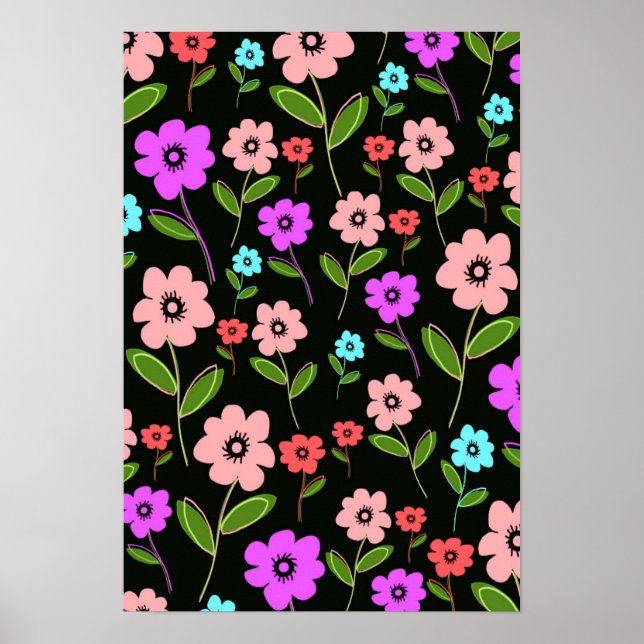 Retro Florals Poster (Vorne)