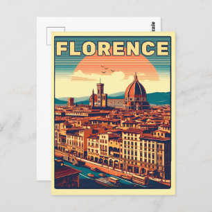 Retro Florence, Firenze italy Reisegeschenke Postkarte