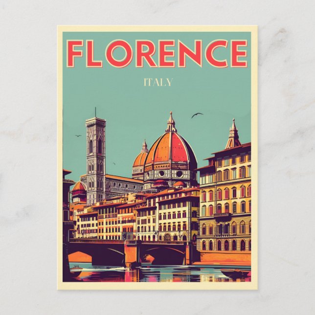 Retro Florence, Firenze italy Reisegeschenke Postkarte (Vorderseite)