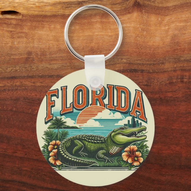 Retro Florida Alligator Schlüsselanhänger (Vorderseite)