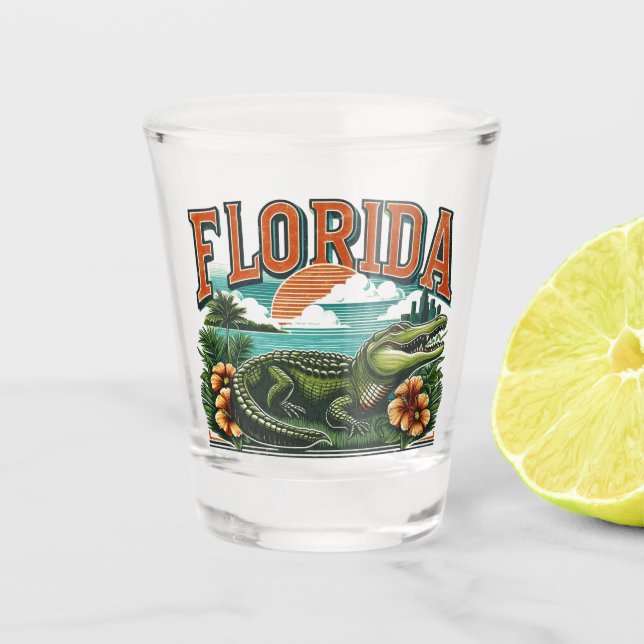 Retro Florida Alligator Schnapsglas (Vorderseite)
