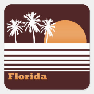 Retro Florida-Aufkleber Quadratischer Aufkleber