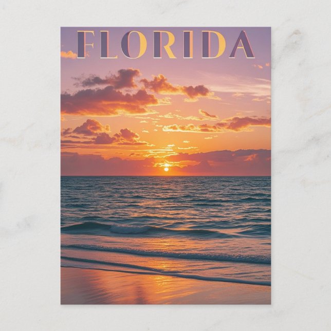 Retro Florida Beach Sonnenuntergang: Küstenträume  Postkarte (Vorderseite)