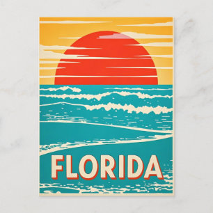 Retro Florida-Küste: Vintage-Reise Kunst Postkarte