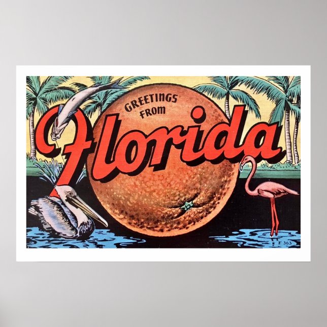 Retro Florida Orange Poster Print (Vorne)