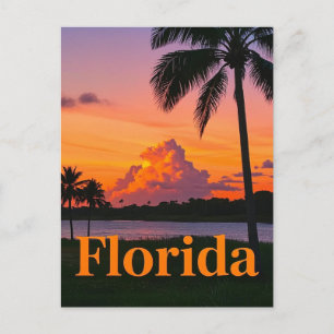 Retro Florida Sonnenuntergang: Ein Vintages Paradi Postkarte