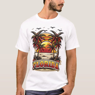 Retro Florida Sonnenuntergang mit Palmen T-Shirt