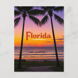 Retro Florida Twilight: Palme Silhouetten & Küste Postkarte