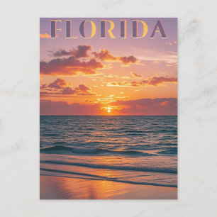 Retro Floridat Sonnenuntergang am Strand: KüstenTr Postkarte