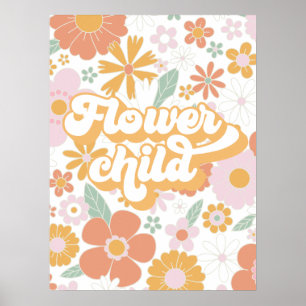 Retro-Flower-Child-Blumenposter Poster