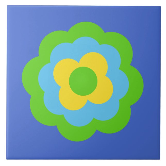 Retro Flower Flowers Blumen Muster 70er 70ies 70s Fliese (Vorderseite)