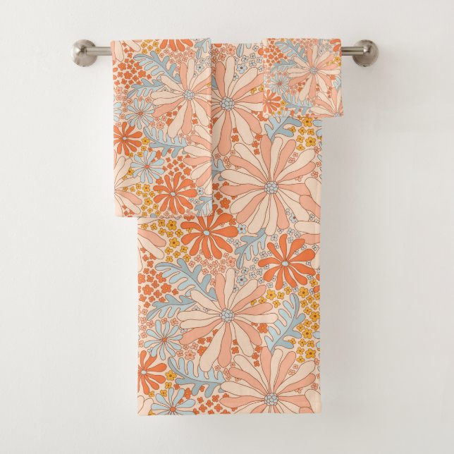 Retro Flower Garden Muster Badhandtuch Set (Insitu)