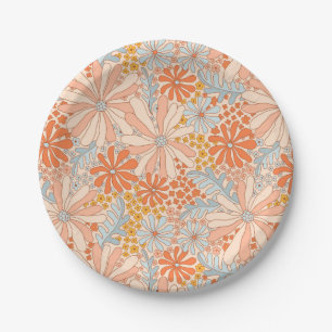 Retro Flower Garden Muster Pappteller