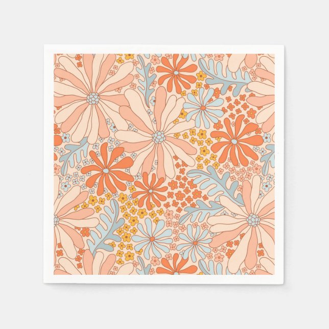 Retro Flower Garden Muster Serviette (Vorderseite)
