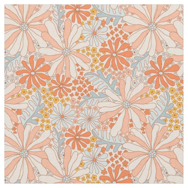 Retro Flower Garden Muster Stoff (Nahaufnahme)