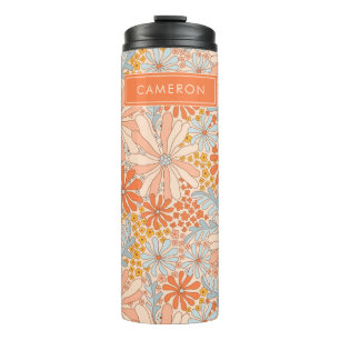 Retro Flower Garden Muster Thermosbecher