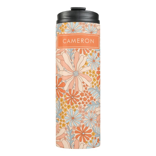 Retro Flower Garden Muster Thermosbecher (Vorderseite)