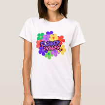 Retro Flower Power 60er 70er Blumen Slogan T-Shirt