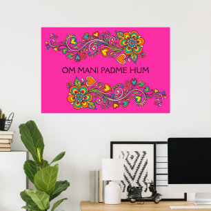 Retro Flower Power Ranken Border 18 + Ihr Text Poster