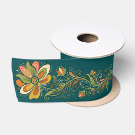 Retro Flower Power Ranken Border 1 Satinband