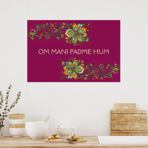 Retro Flower Power Ranken Border 2 + Ihr Text Poster
