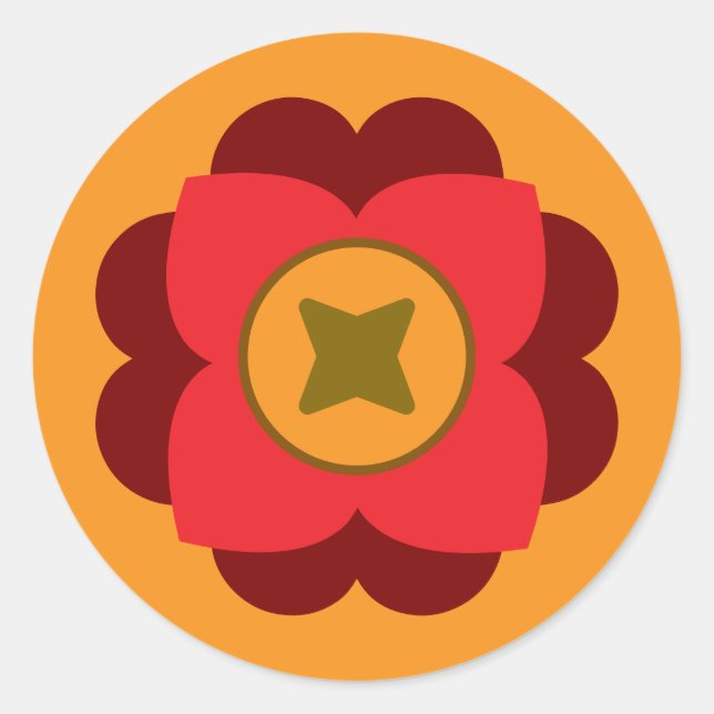 retro flower runder aufkleber (Vorderseite)