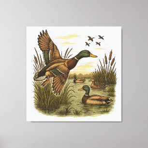 Retro-Flug-Entenjagd Leinwanddruck