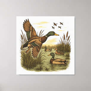 Retro-Flug-Entenjagd Leinwanddruck