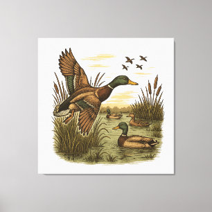 Retro-Flug-Entenjagd Leinwanddruck