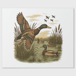 Retro-Flug-März-Ente-Jagd Geschenkpapier