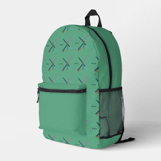 Retro-Flughafen-Teppichmuster-Rucksack Bedruckter Rucksack (Rückseitige Ecke Rechts)