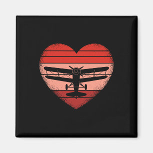 Retro-Flugzeug-Herz-Valentinstag-Pilot-Frauen-Männ Magnet