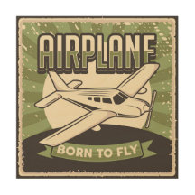 Retro-Flugzeug Holzwall Art