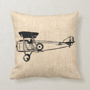 Retro-Flugzeug illustrierte Kunst Luftfahrt Thema Kissen
