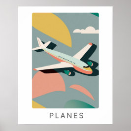 Retro-Flugzeug in Pastellfarben | Verkehr 2 Poster