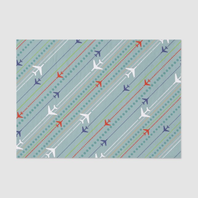 Retro Flugzeug-Muster-Seidenpapier Seidenpapier (Vorderseite)