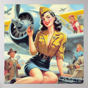 Retro-Flugzeug Pin-up Poster