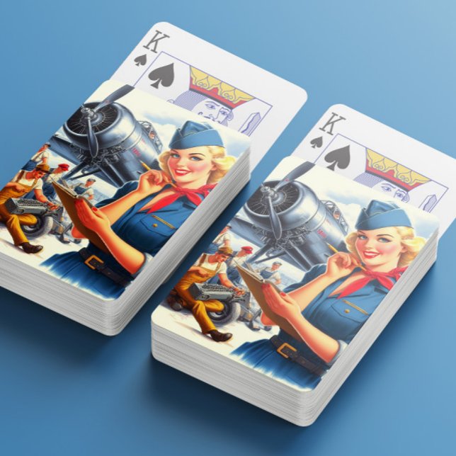 Retro-Flugzeug-Pin-up Spielkarten (Von Creator hochgeladen)