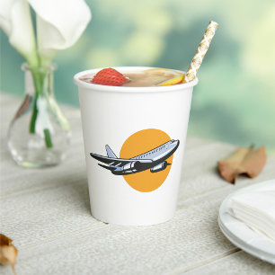 Retro Flugzeug Vintag Jet Travel Art Design Pappbecher