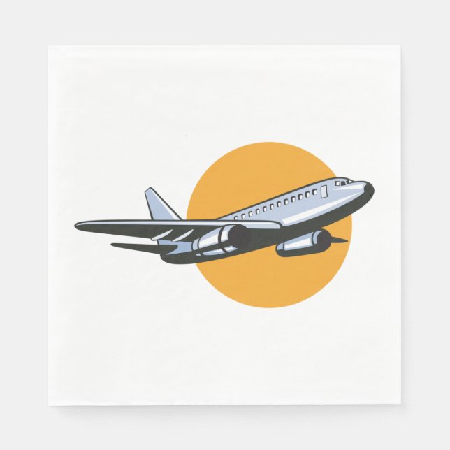 Retro Flugzeug Vintag Jet Travel Art Design Serviette (Vorderseite)