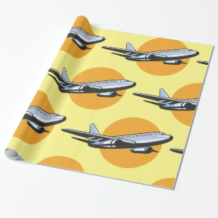 Retro-Flugzeug Vintage-Jet-Reise-Kunst-Design Geschenkpapier