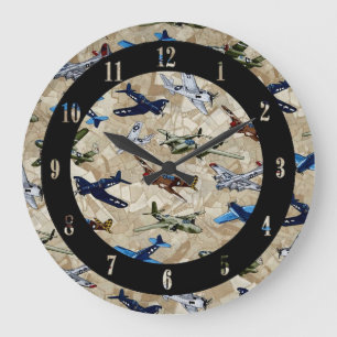 Retro-Flugzeuge Aviation Wanduhr