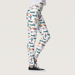 Retro-Flugzeugmuster im Vintage-Stil Leggings