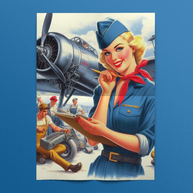 Retro-Flugzeugpilot Pinup Seidenpapier (Von Creator hochgeladen)