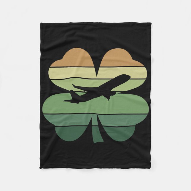 Retro-Flugzeugpilot Shamrock Patricks Day Damen  Fleecedecke (Vorderseite)