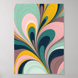 Retro Fluid Abstractionist Wave Poster
