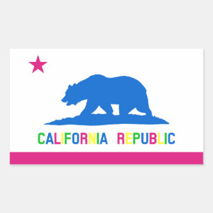 Retro Fluoreszenz Farben - California Flag Rechteckiger Aufkleber