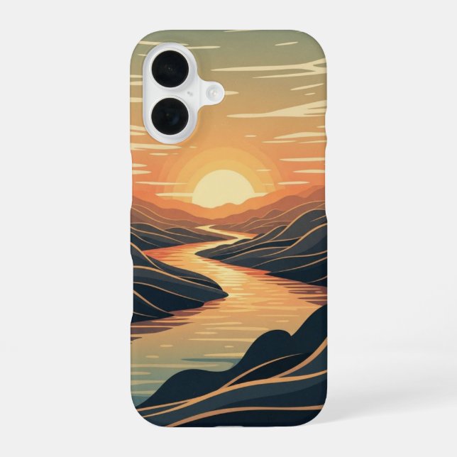 Retro Flussglanz iPhone 16 Hülle (Rückseite)