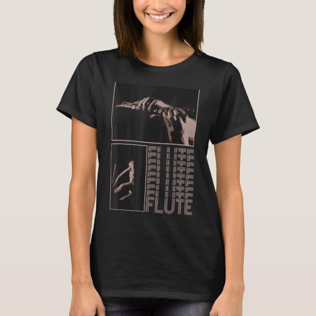 Retro Flutist Instrument Flute Player Mu T-Shirt (Vorderseite)