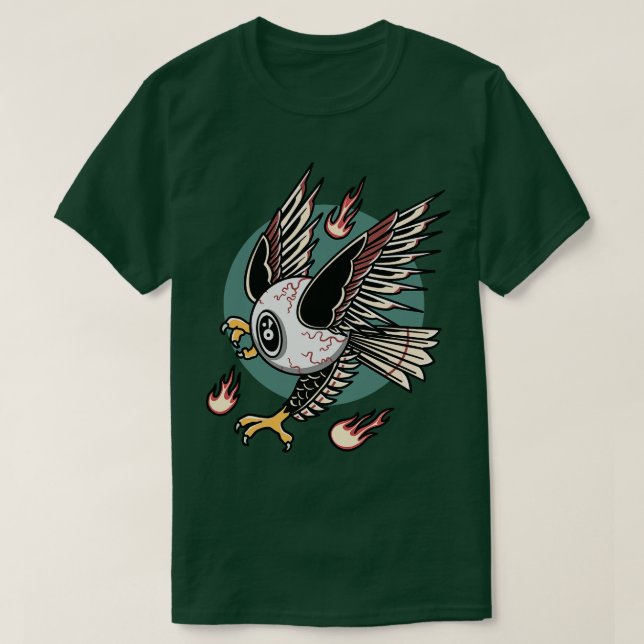 Retro Flying Eyeball Tattoo Design T-Shirt (Design vorne)